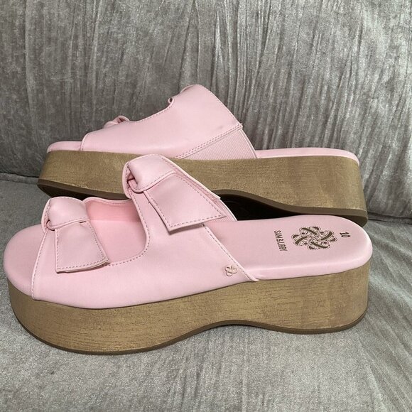 Sam & Libby Womens Platform Sandals Indie Double Bow Ballet Pink 10 Slip On Shoe - Picture 1 of 13